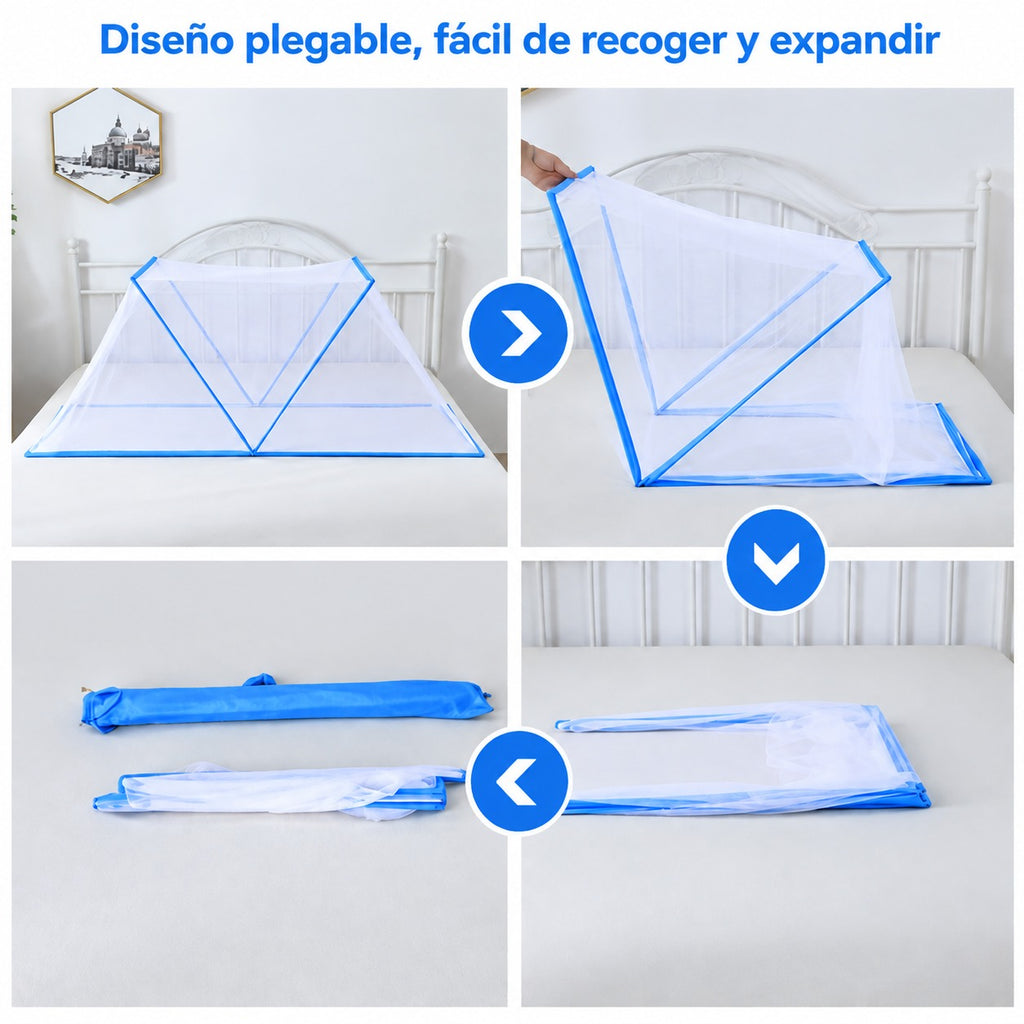 Toldillo mosquitero, diseño plegable en 4 pasos